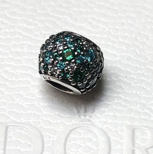 Authentic PANDORA Ocean Mosaic Pavè Green Crystal & Mixed Green CZ Charm - Picture 1 of 10