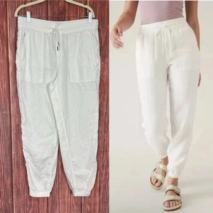 Pantalones de retiro ATHLETA para mujer talla 8 tiro alto cordón cintura jogger pantalón lino - Imagen 1 de 8