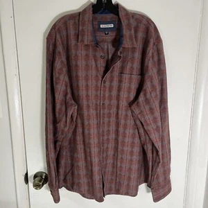 32 Bar Blues Long Sleeve Button Up Shirt Mens XXL 2XL Red & Gray Plaid Faded - Picture 1 of 6