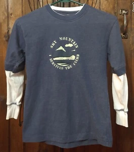 Boys Navy Blue Sky Mountain Long Sleeve Shirt Size 10/12 - Picture 1 of 1