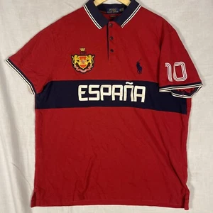 Ralph Lauren Polo Shirt Mens 2XL/TTG Red Spain España #10 Fútbol Soccer - Picture 1 of 14