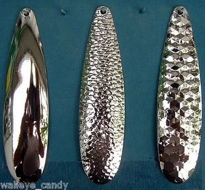   Nickel Plated (4 3/4") Smooth, Hex, Hammered, Spoon Blanks .025 Walleye Candy - Picture 1 of 9