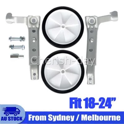 2PCS Adjustable 18"- 24" Adult Bicycle Bike Heavy Duty Training Wheels Silver AU - image 1 of 4