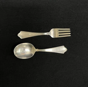 Roger Williams by Baker Manchester Baby Spoon & Fork Set, Engraved 30.56g - Picture 1 of 15