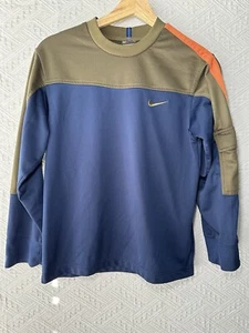 Vtg Y2K Nike Longsleeve Arm Pocket Shirt Youth M Olive/Blue - Picture 1 of 8