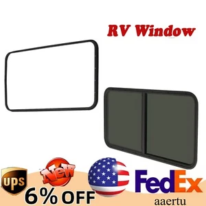 24"x 20" Black Universal Rv Window Horizontal Privacy Sliding Window W/trim Ring - Picture 1 of 16