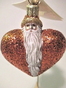 Patricia Breen Glass Ornament "SANTA Du COEUR ORANGE"~#2034~NEW~Poland- - Picture 1 of 10