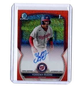 2023 Bowman Chrome Prospects Yoander Rivero Orange Shimmer Auto RC #'d 11/25 - Picture 1 of 1