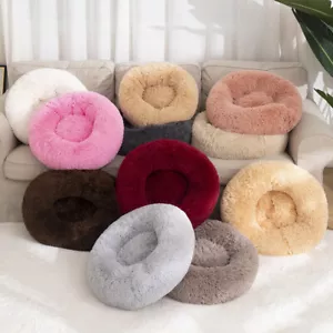 Comfy Calming Donut Extra Large Dog Cat Beds Warm Bed Pet Round Plush Puppy Beds - Picture 1 of 32