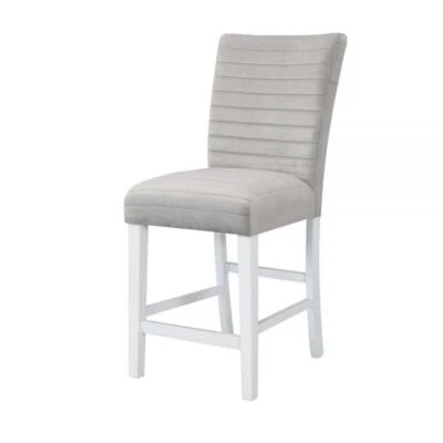 ACME Elizaveta Grey Velvet & High Gloss White Finish 42"H Counter Height Chair - Image 1 of 4