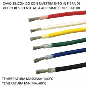 Cavo filo elettrico siliconico unipolare silicone alte temperature fibra vetro - Bild 1 von 12