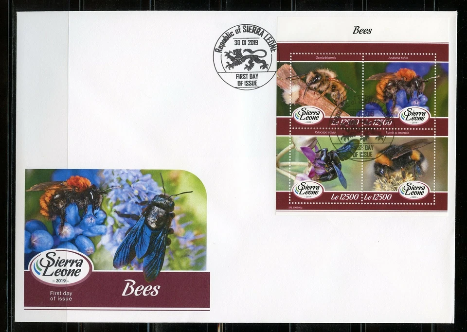 Sierra Leone 2019 Api Foglio Primo Giorno Cover - Immagine 1 di 1