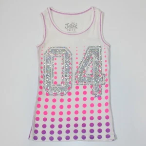 Justice Girl's White with Pink & Purple Dots & Glitter Tank Top in size 6 - Picture 1 of 2