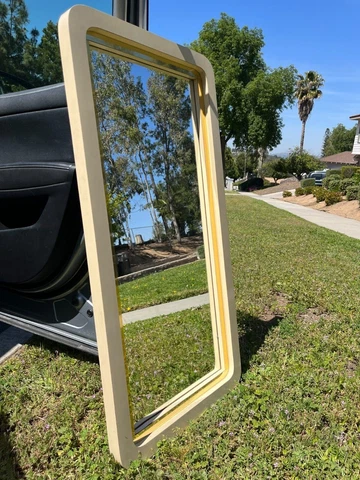 Rare 1970s Ivory/Gold mid century modern Mirror great condition Cover
