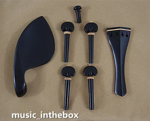 Nuevo conjunto de accesorios de ébano para violín 4/4 - clavijas/alfiler/cola/barbilla #AC-01 - Imagen 1 de 1