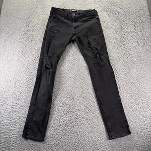 Hollister Jeans Mens 30x30 Black Dark Wash Stretch Stacked Skinny Distressed - Picture 1 of 11