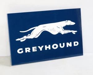 GREYHOUND BUS LINES Blue w/ Running Dog FLANGE SIGN auto Modern Retro - Picture 1 of 3