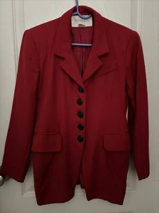 EUC VTG HUGO BUSCATI Red Long Sleeve 5 Button Blazer Women’s Sz 2 Made In USA - Picture 1 of 11