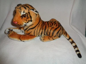 Tiger Realistic 12" Laying plush stuffed animal golden brown Bengal wild cat - Picture 1 of 6