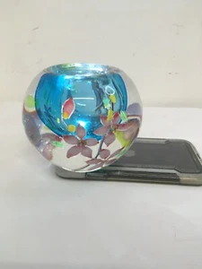 Art Glass Heavy Paperweight Tea Light Candle Holder 12 cm 1.4kg (H12) - Picture 1 of 6