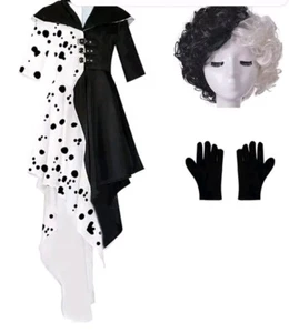 Women's NEW Cruella De Vil Complete Costume Medium 101 Dalmatians - Picture 1 of 6
