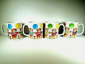 LUCY RIGG LUCY & ME BEAR COFFEE CUPS SET 4 HAPPY BIRTHDAY RETIRED 1984 JAPAN - Picture 1 of 12
