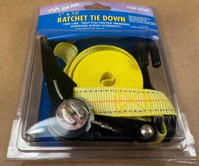 NUEVO 1" X 15' Correa de amarre de trinquete 1500 lb Poliéster Correas Broca Superior 47708 Foto 1 de 2