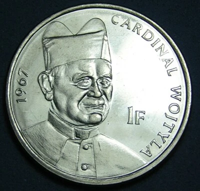 Lot of 5 Coins Congo 1 Franc 2004 BU, John Paul II as Cardinal, Combined S/H - Image 1 of 2