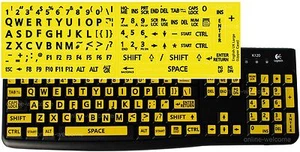 Large letters keyboard sticker English UK yellow - Afbeelding 1 van 9