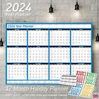 2024 Yearly Planner Annual Wall Chart BLUE + FREE Sticker Dots & Pocket Calendar