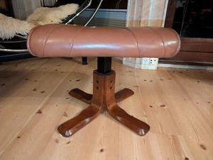 Hocker Leder Vintage 60er Fußhocker Retro Ottomane Danish Pouf Westnofa Ära B20 - Bild 1 von 9