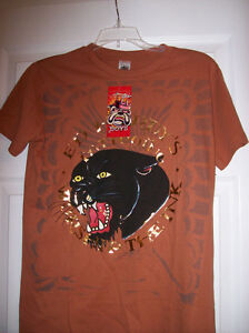 ED HARDY BOYS black panther BROWN / TAN  BRAND NEW T-SHIRT WITH TAGS