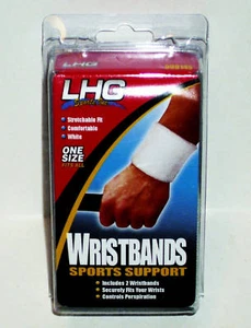 1 Paquete de 2 Pulseras LHG Soporte Deportivo, BLANCAS Talla Única Nuevo en Paquete - Imagen 1 de 1