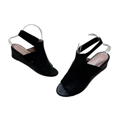 Taryn Rose Women's Sandals Black Leather Open Toe Sling Comfort Wedge Size 6M - Image 1 of 4