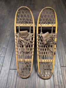 Vermont Tubbs Wood Snow Shoes 10X36 w/Bindings + Rawhide Lacing FORESTDALE VT - Picture 1 of 7