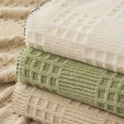Waffle Checkered Blanket Throws for Bed Couch multiple color 350GSM - image 1 of 4