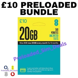 EE SIM Karte vorinstalliert 20GB Daten & 500 Minuten Anrufe Bundle Guthaben im Wert von 10£ - Bild 1 von 4