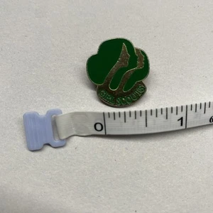 Vintage 1980 Girl Scouts USA Membership Lapel Pin Green Enamel Gold Tone - Picture 1 of 2
