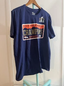 Nike Mens Size XL Denver Broncos Tee Shirt Super Bowl 50 Blue Short Sleeve - Picture 1 of 9