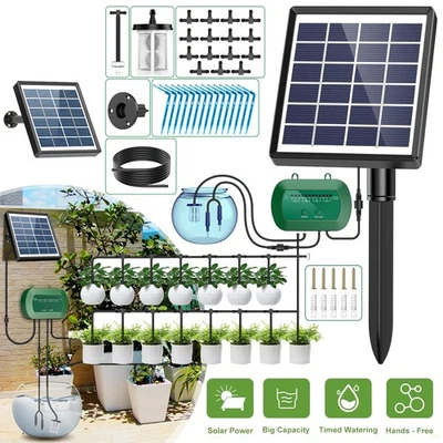 Solar Bewässerungssystem Tröpfchenbewässerung System mit Schlauch&12 Timer Modi - Bild 1 von 4