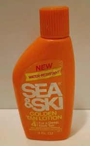 Vtg SEA & SKI Golden SunTan Lotion SPF4 4oz Orange EMPTY 80's? CollectiblBottle - Picture 1 of 7