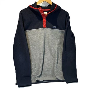 OLD NAVY Snap T Vintage Style Men's Sz Large Fleece Pullover Hoodie in Gray Navy - Picture 1 of 11