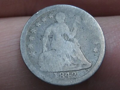1842 O Seated Liberty Half Dime- New Orleans, About Good Details - Image 1 of 3