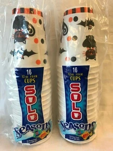 Halloween Solo 12 Unzen Schaumstoffbecher Vintage Menge 2 -16 Stück versiegelte Pakete - Bild 1 von 4