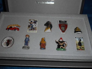 FRENCH FIREFIGHTING Set of 10 Porcelain FEVES Figures Display Case FIREFIGHTERS - Bild 1 von 8