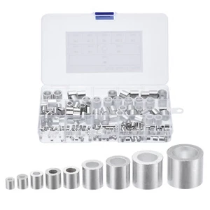 220pcs Aluminum Crimping Wire Rope Stop Sleeve 9 Size 3/64"-5/16" Round Ferrule - Picture 1 of 8