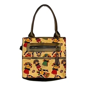 MEXIKANISCHE LELE PUPPE HANDTASCHE GELDBEUTEL JUTE KUNSTLEDER REISSVERSCHLUSS 11,5X12 - Bild 1 von 10