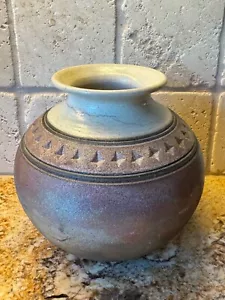 Vaso ciotola ceramica artigianale Raku firmato 5,75" x 5,5" - Foto 1 di 7