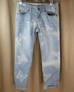 Arizona, 10 Reg. Girls Crop Cuffed Ankle Pant with Adj. Waist & Butterflies - Picture 1 of 10