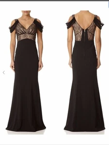 BNWT FOREVER UNIQUE CASIE BLACK &NUDE COLD SHOULDER MAXI DRESS UK8 £305 - Picture 1 of 1